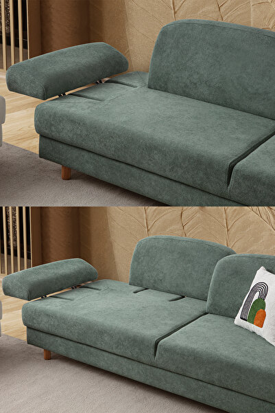 Eymense Aries Yataklı Sandıklı Üçlü Koltuk Yeşil