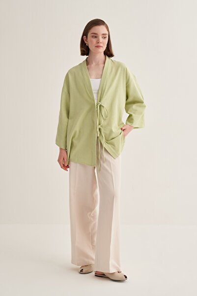 EBU Prive Women's Organic Cotton Oversize Kimono Light Green