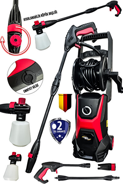 Lieber German İndiksyon Motor Elektrikli Yüksek Basınçlı 180 Bar/Psi Ayarlı Başlık Bahçe Ve Oto Yıkama Makinesi