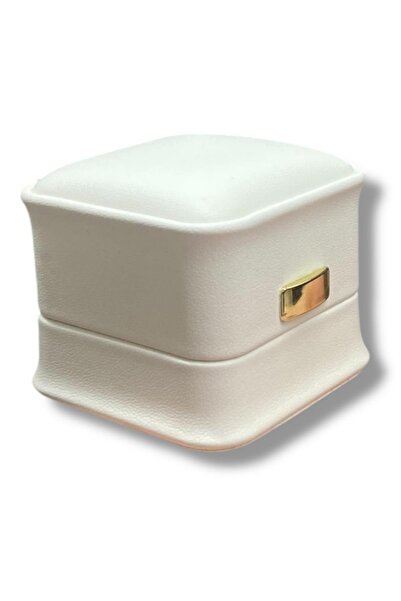 BURAK KUTU KUYUMCU MALZEMELERİ&AKSESUARLARI Deri Yüzük Kutusu  Beyaz batırmal...