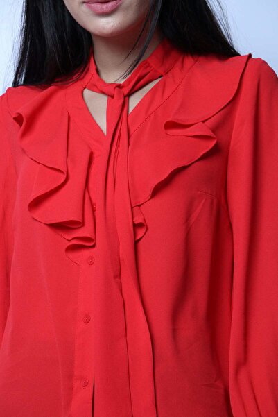 Nichii Ruffled Chest Button-Front Top