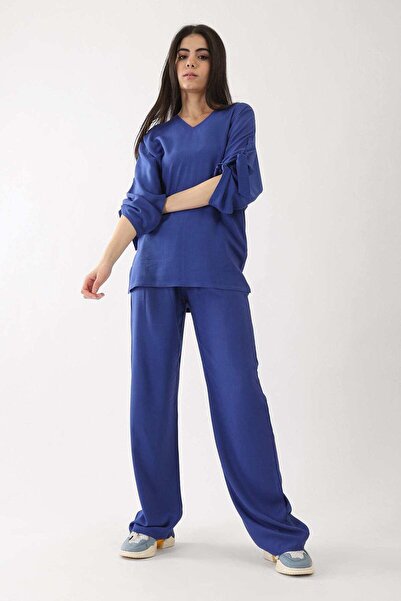 CARINA Solid Long-Sleeve Top with Tie