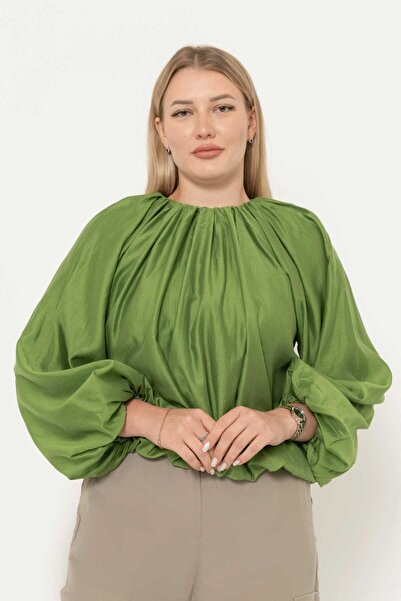 Yola بلوزة سادة مكشكشة بأكمام طويلة