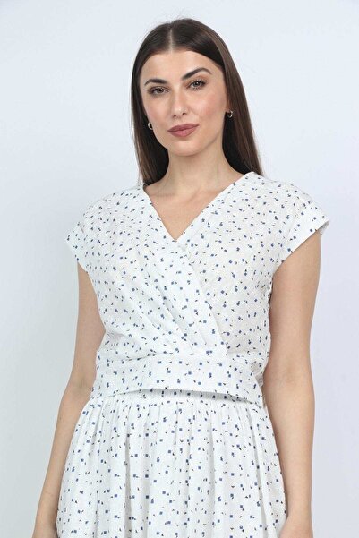 mica Floral V-Neck Short Top