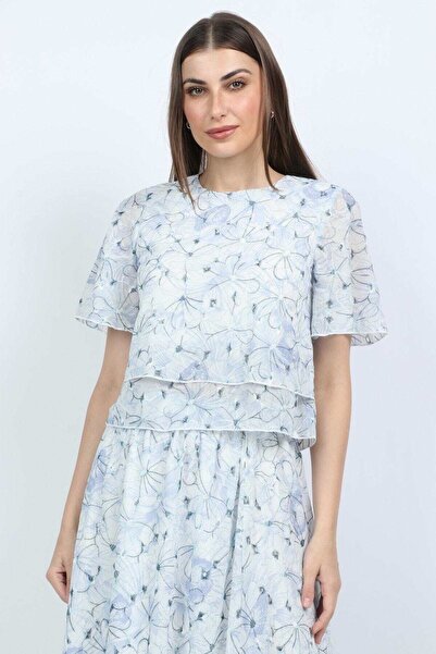 mica Floral Butterfly-Sleeve Top