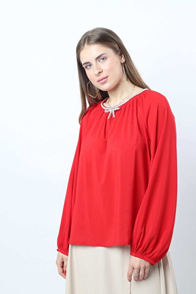 Nichii بلوزة منفوخة بأكمام طويلة