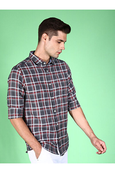 HardSoda By Styli Men Grey Checked Casual Shirt with Spread Collar