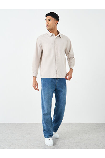 Styli Beige Relaxed Fit Shirt with Double Pocket