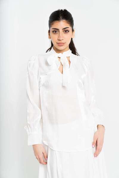 Nichii Solid Long-Sleeve Top with Tie