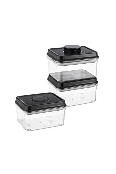 ORIAN 3-piece multi-use plastic container set with black lid, 750 ml capacity per piece