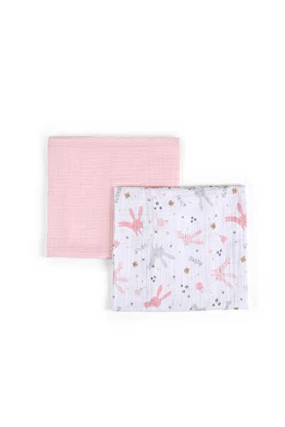 Funna Baby طقم بطانية (2 قطعة) - أرنب - وردي - 90 × 90 سم
