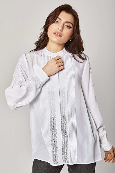 DALYDRESS Lace Pleated Long-Sleeve Top