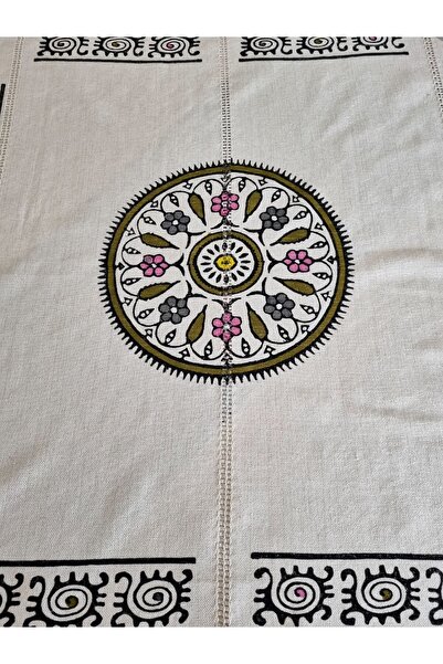 Milenam Authentic Patterned Handcrafted Wooden Printed Slap Work Square Table Cloth Runner