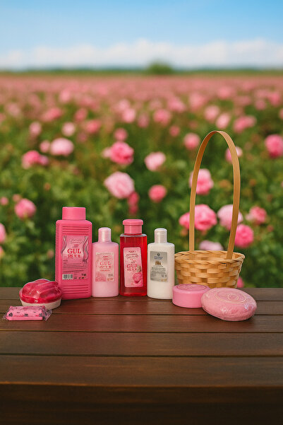 Silmaril 9 Parça Gül Sepeti GülSuyu ,Kolanya,Şampuan,Vücut Losyonu,Krem, Mum,...