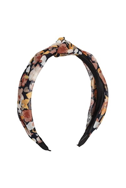 SHOPIENS - Coronita par pentru femei ®, cu stofa neagra cu model floral si nod