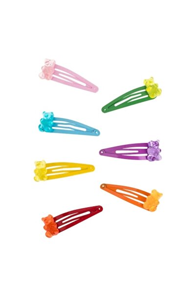 SHOPIENS Set 7 agrafe metalice pentru fete, model 3D cu ursuleți, multicolore