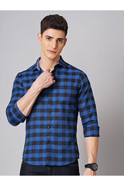 HardSoda By Styli Men Blue Checkered Spread Collar Shirt