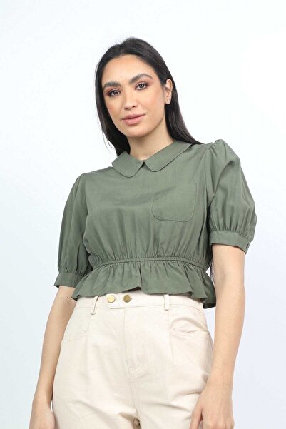 Kitschen Solid Short-Sleeve Top with Pocket