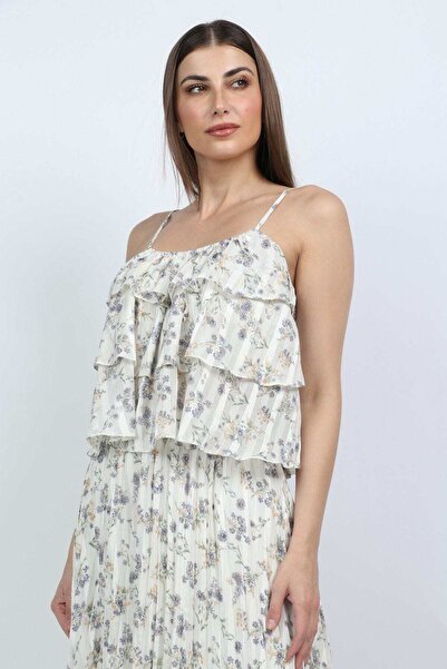 mica Floral Ruffled Spaghetti Strap Top