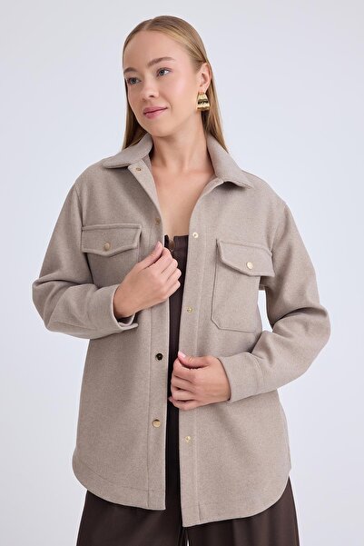 Vitrin Düşük Omuz Cepli Kaşe Ceket