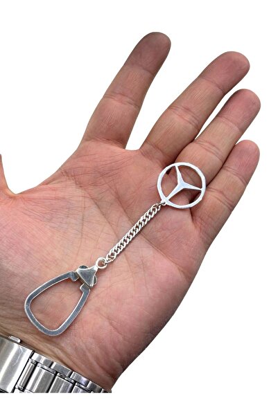 oya silver Minimal Mercedes Emblem Silver Keychain