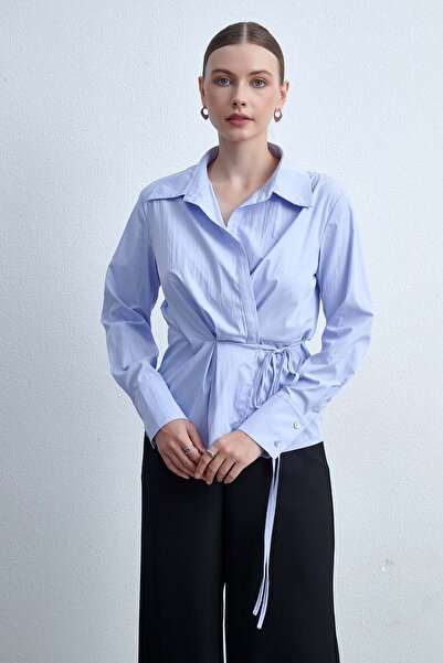 Livia Solid Long-Sleeve Top with Belt