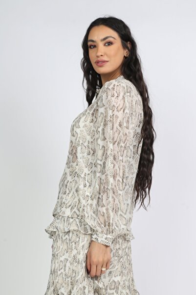 mica Snake Print Long-Sleeve Top