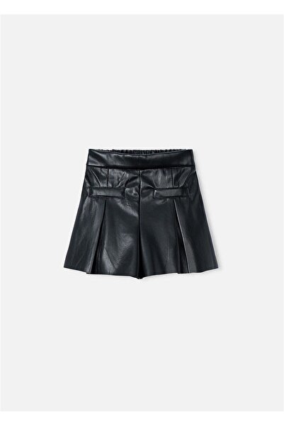 MAYORAL Girl's Leather Bermuda Shorts Black 4223