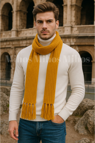 Mihos Unisex Thessaloniki Knitted Scarf – Thick Warm Winter Scarf