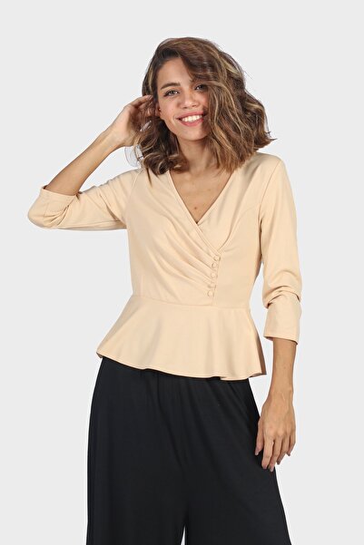 mica Side-Button 3/4 Sleeve Top