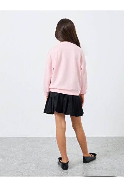 Styli Girls Pink Bow Detail Sweatshirt and Skirt Set