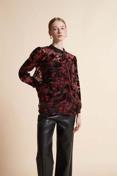 Yola Floral Sheer Long-Sleeve Top