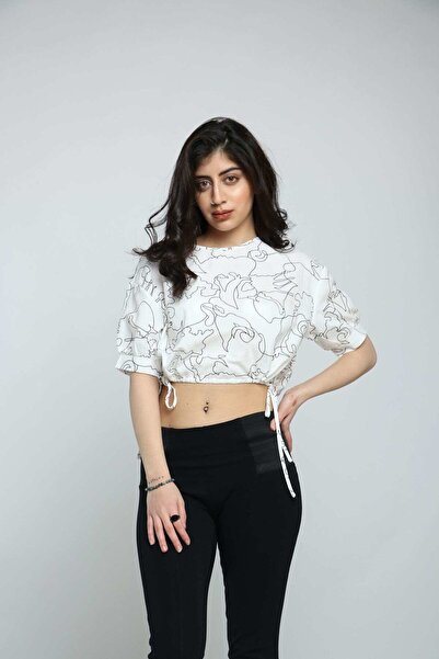 Kitschen Tie-Waist Cropped Half-Sleeve Top