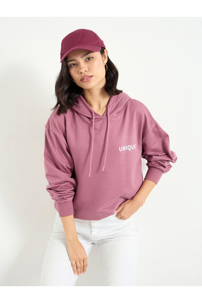 Styli هودي نسائي طويل مطرز باللون الوردي