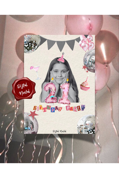 Dijital Nostal 10 Adet Doğum Günü Kişiye Özel Kart I Doğum Günü Kartı Etkinli...