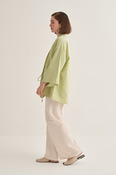 EBU Prive Women's Organic Cotton Oversize Kimono Light Green