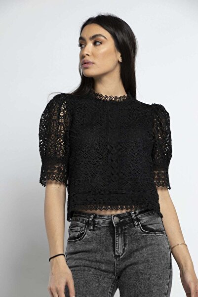 Nichii Lace Puff-Sleeve Short Top
