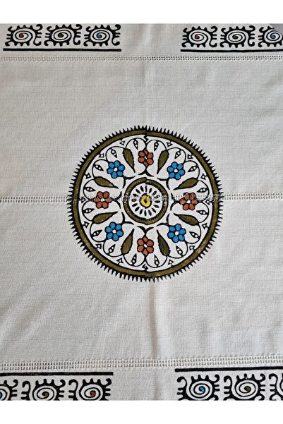 Milenam Authentic Patterned Handcrafted Wooden Printed Slap Work Square Table Cloth Runner