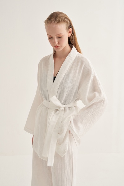 EBU Prive طقم كيمونو نسائي من الموسلين إكرو