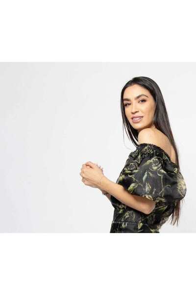 Nichii Floral Off-Shoulder Top with Puffed Sleeves