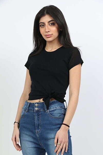 mica Solid Short Top with Tie-Waist