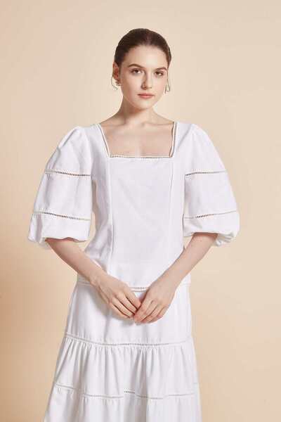 Yola Solid Puff Sleeve Top