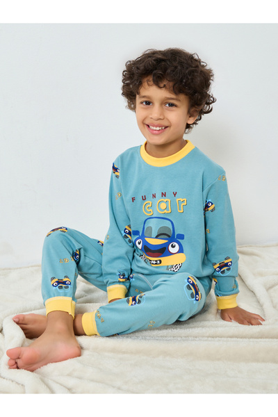 Styli Boys Car Graphic Top and Pyjama Set