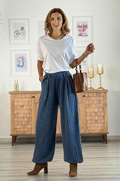Nevin Kaya Moda Navy Blue Openwork Shalwar