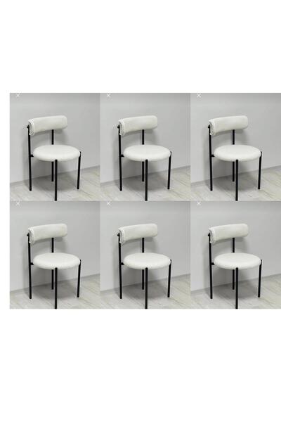 METALORD AKSESUAR Teddy Sandalye- 6'LI Yumuşak Kumaşlı, Rahat Oturumlu, Metal Ayaklı, Salon & Mutfak İçin Şık Tasarım