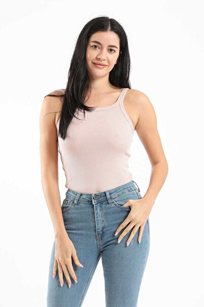 CARINA Ribbed Round-Neck Top with Straps