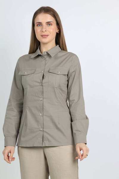 DALYDRESS Solid Button-Front Top with Pockets
