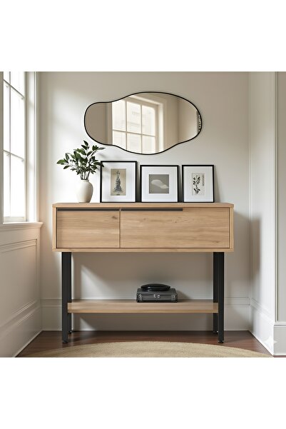 Robin Home Antre Hol Salon Aynalı Dresuar Kapaklı Metal Ayaklı NO1 Sepet