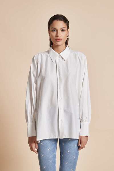 Yola Solid Long-Sleeve Top with Shirt Collar