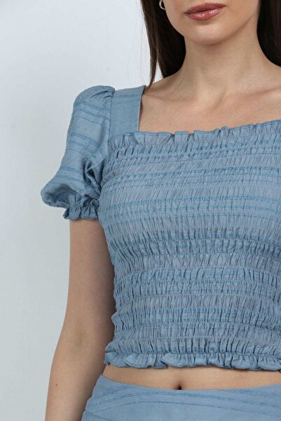 mica Ruffled Short Puff Sleeve Top